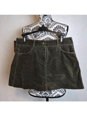 Theory Womens Brown Sz 4 Velvet Mini Skirt  5-Pocket AS-IS Red Stain Front Read